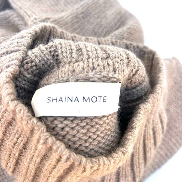 Shaina Mote Baby Alpaca Knit Oversized Slouchy Turtleneck Sweater Tan Small - Picture 4 of 8